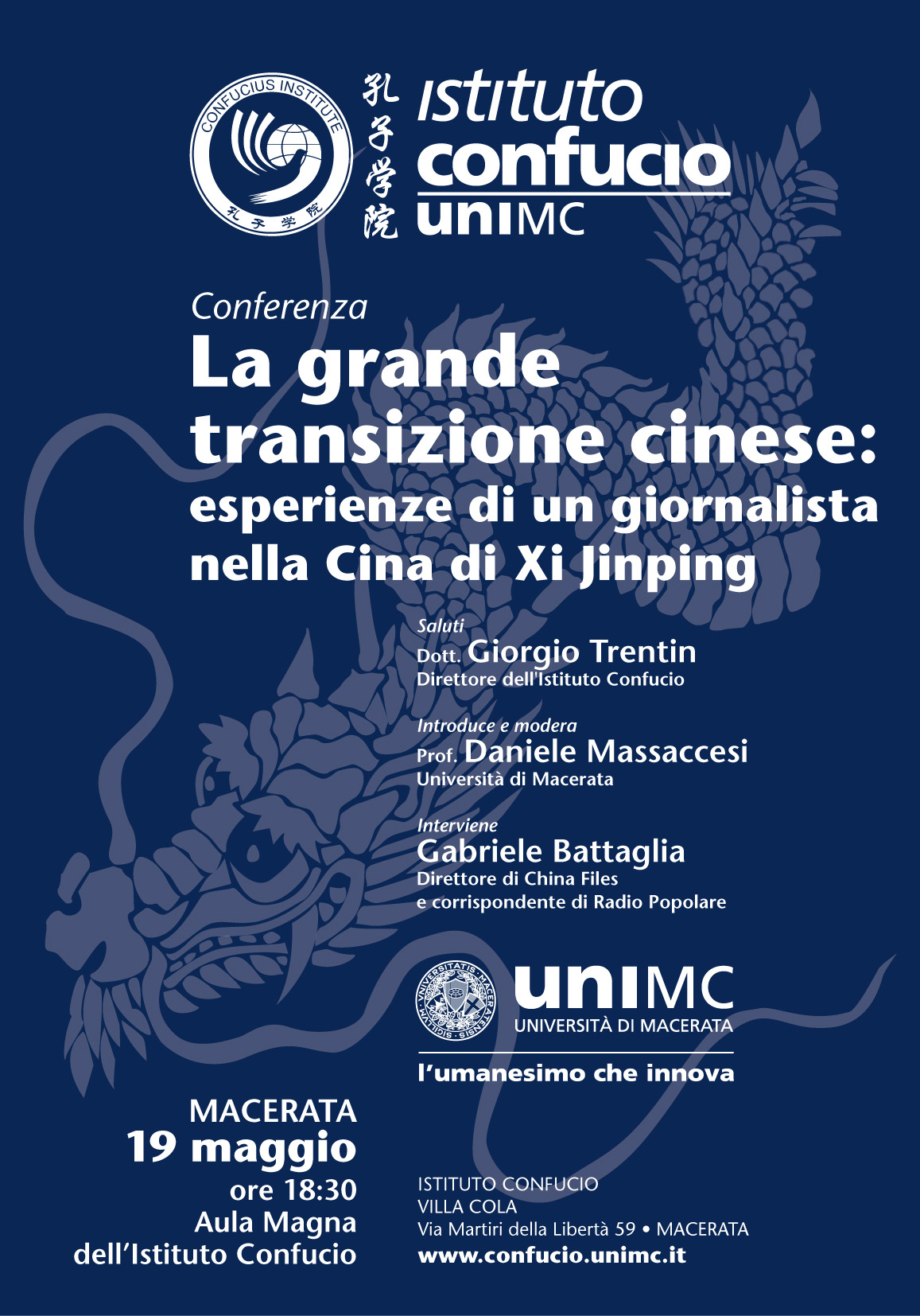 Conferenza - LA GRANDE TRANSIZIONE CINESE: esperienze di un giornalista nella Cina di Xi Jinping