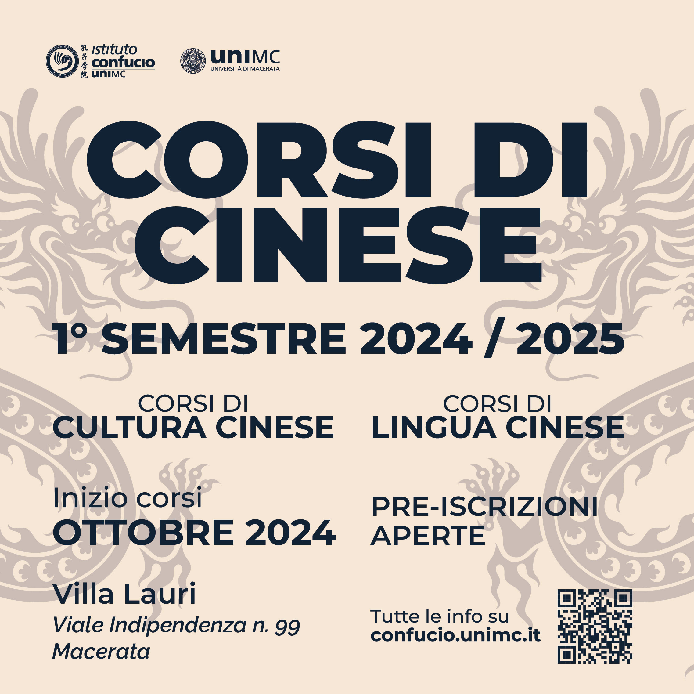 Corsi di Lingua e Cultura Cinese - 1° semestre 2024 / 2025