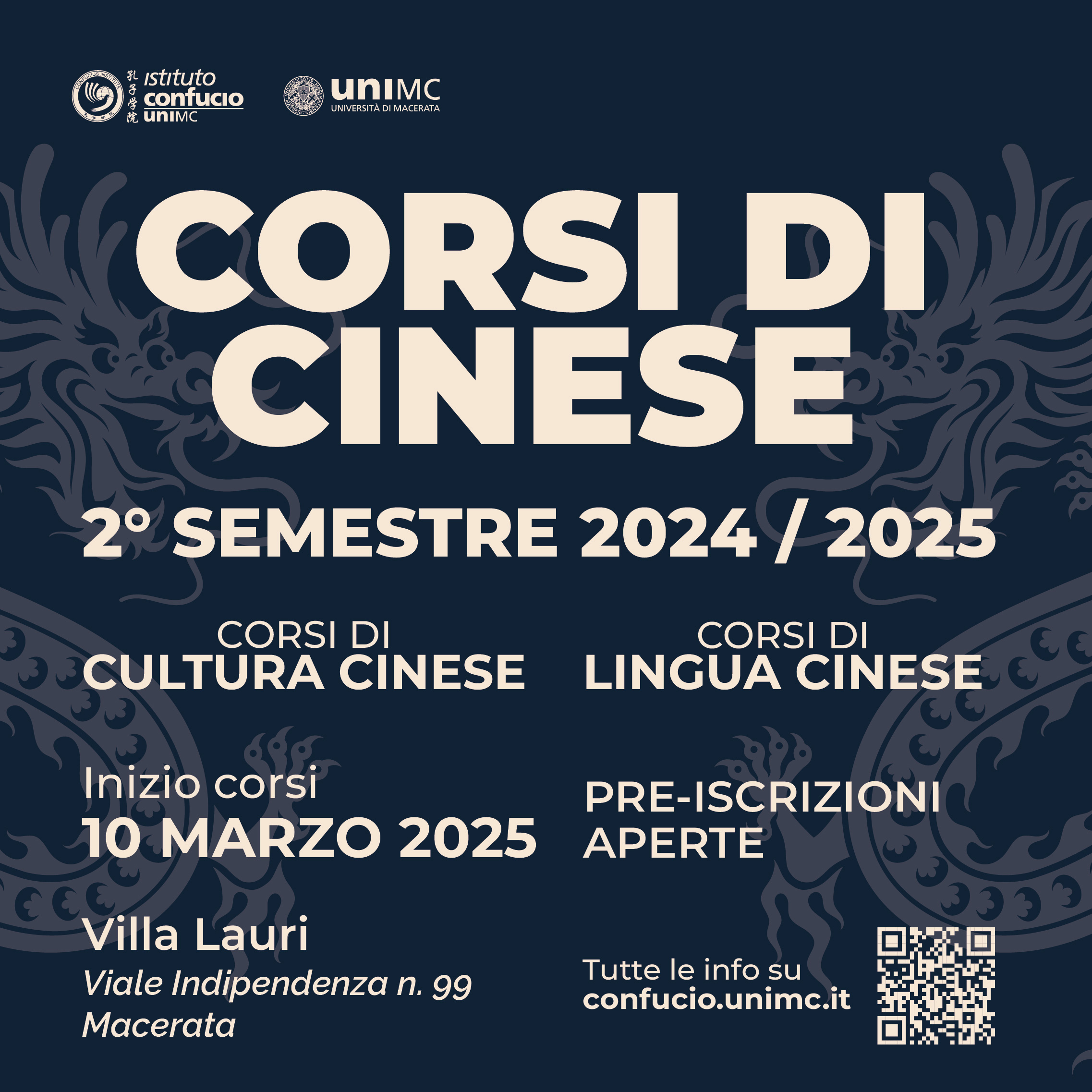 Corsi di Lingua e Cultura Cinese - 2° semestre 2024 / 2025